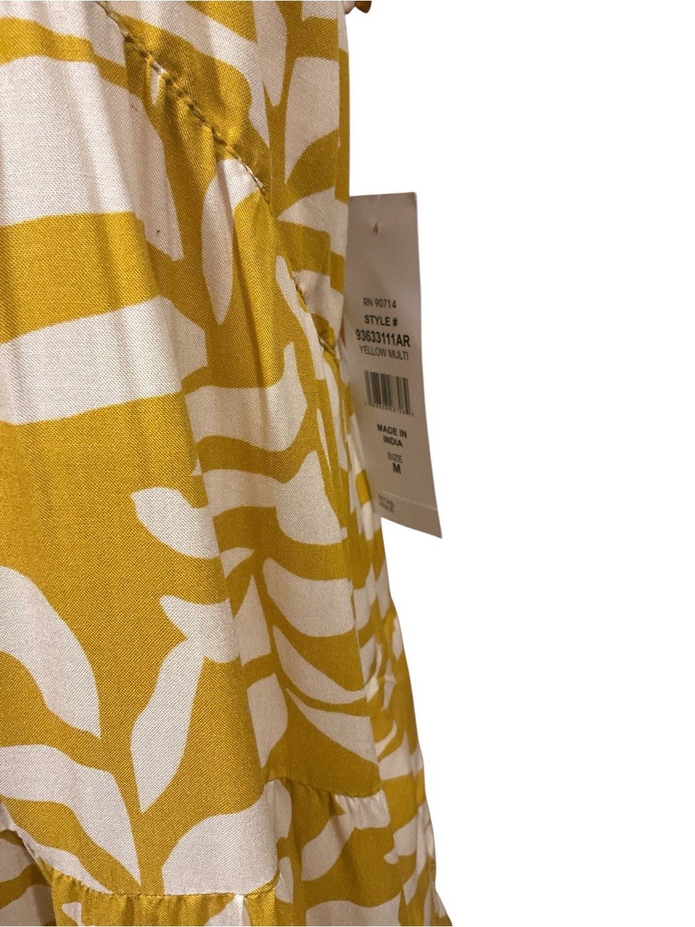 NWT MSK Yellow Abstract Print Tiered Rayon Maxi Dress Size Medium - Picture 5 of 8